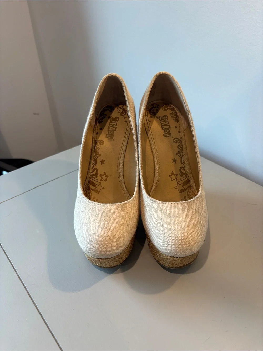 Brash Cream Espadrille Wedge Pumps